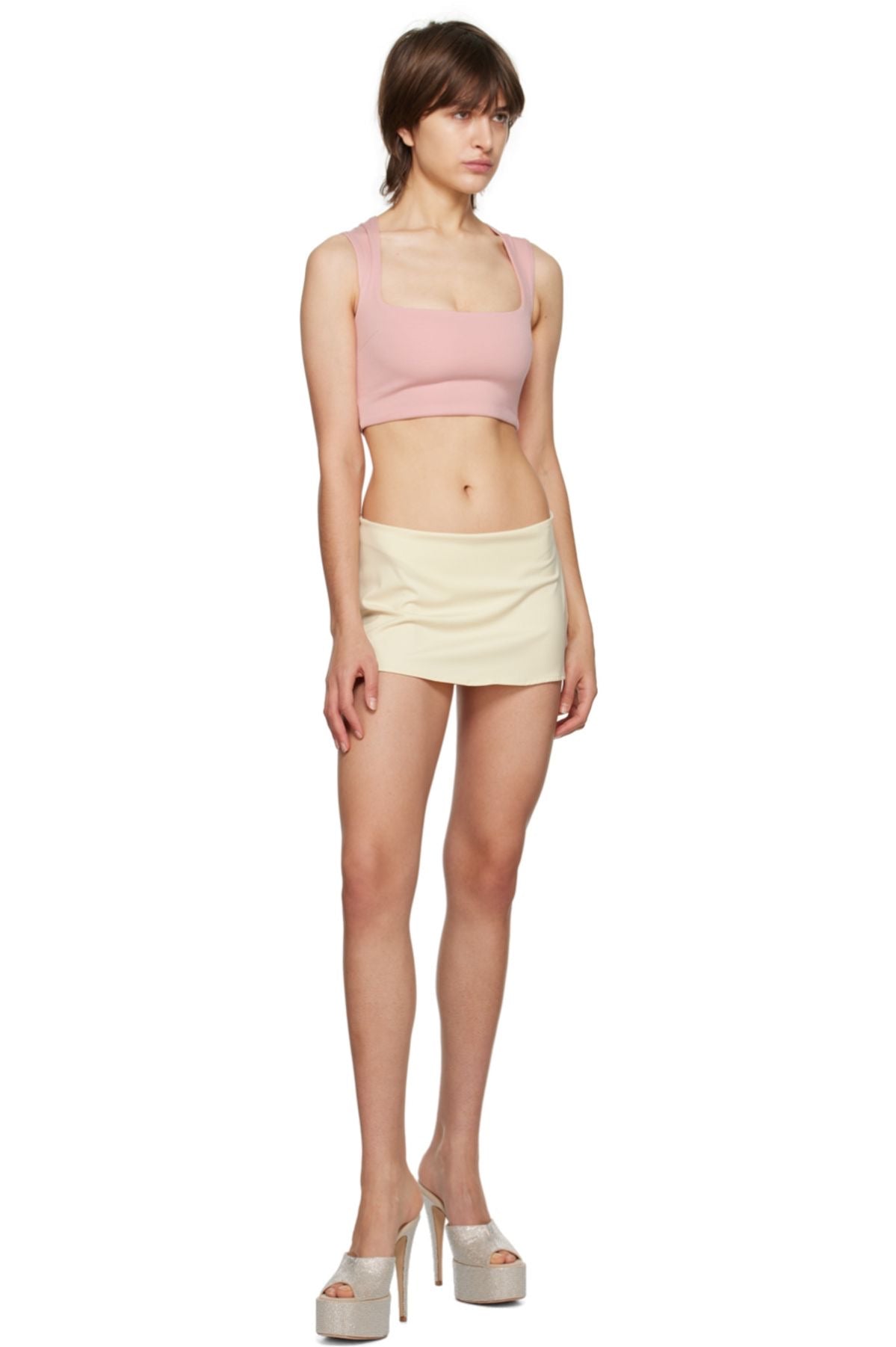 GUIZIO Cream Miniskirt