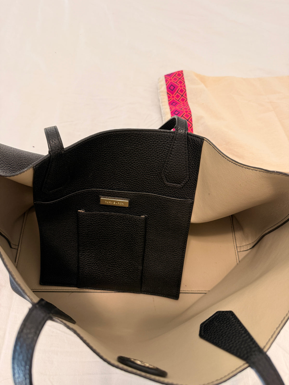 TORY BURCH BLACK LEATHER TOTE