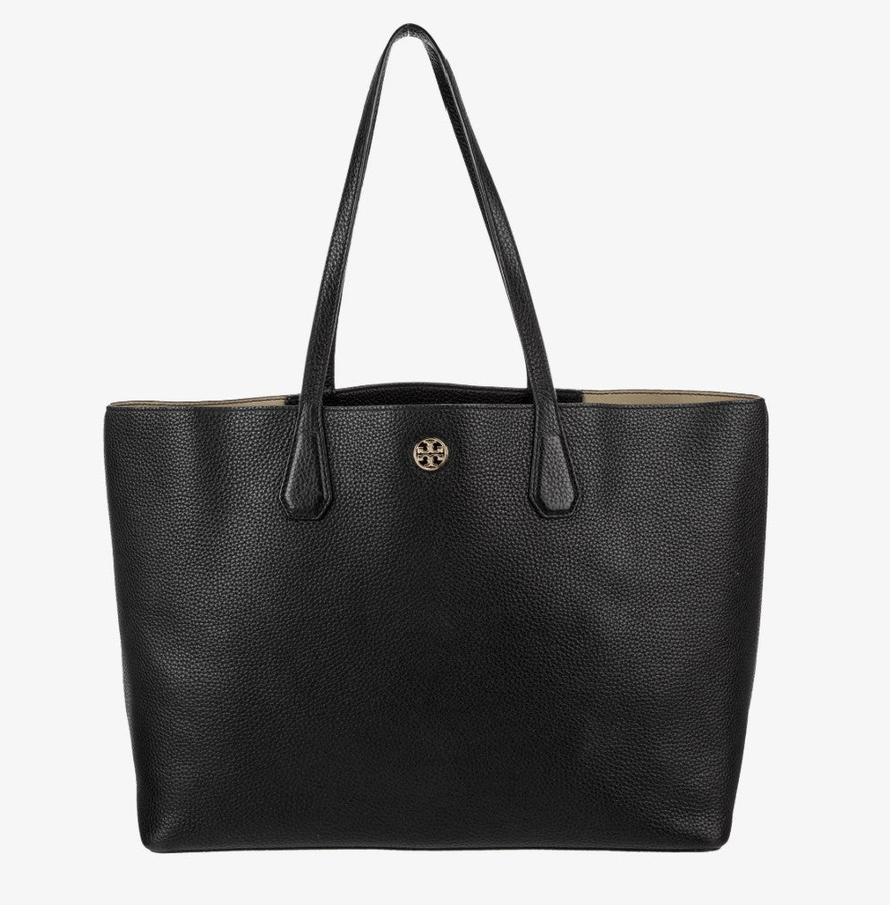 TORY BURCH BLACK LEATHER TOTE